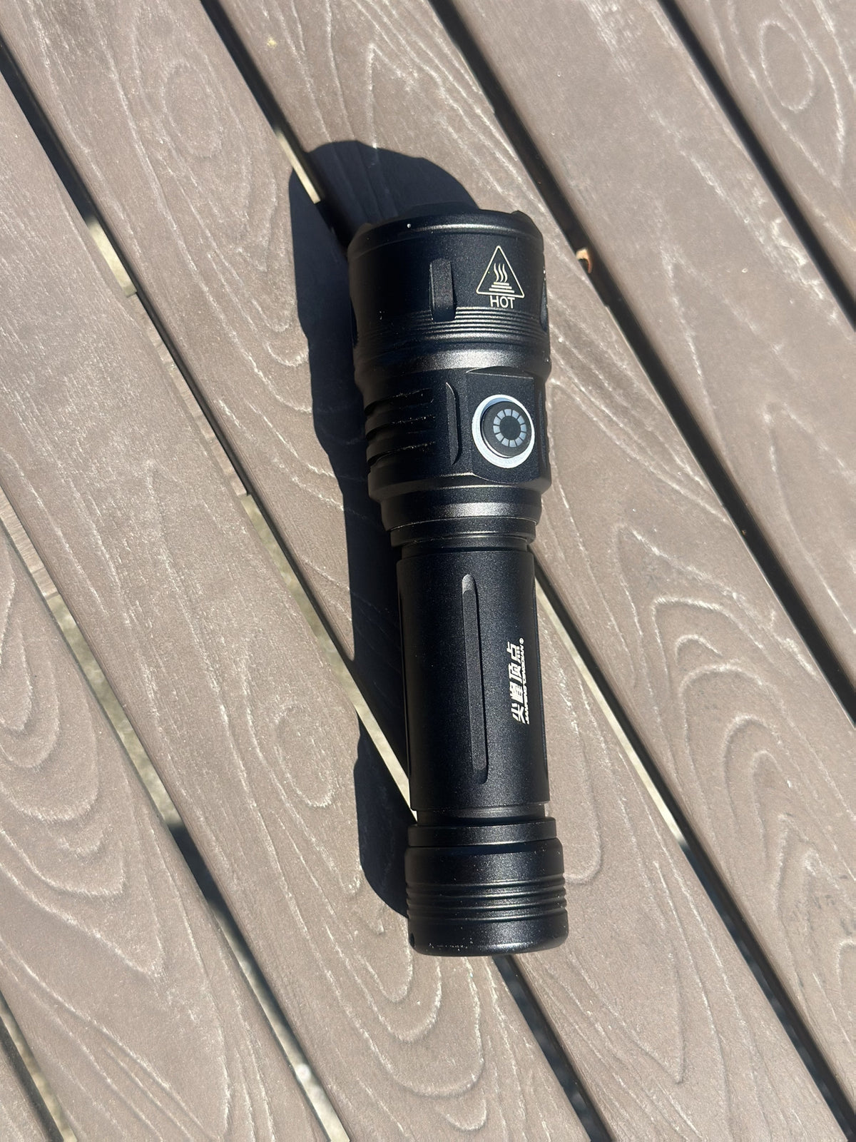 Two-Piece Black Rechargeable Zoom Flashlight Set with Ignition Lens, USB Charging Cable and Focus Control