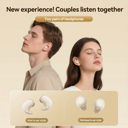 Invisible Two-Pair Sleep Earbud Set with Digital Charging Cases in Purple or Beige for Side-Sleep Listening