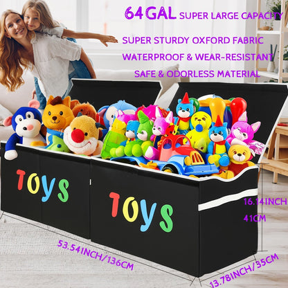Collapsible Toy Storage Box with Lid, Side Handles and Two- or Four-Grid Divider Options for Playrooms
