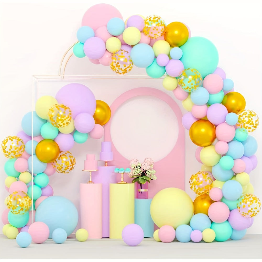 Two-Piece Flexible Gold Balloon Arch Stand Kit with 8FT and 5FT Columns, Bases and Attachments