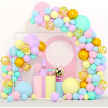 Two-Piece Flexible Gold Balloon Arch Stand Kit with 8FT and 5FT Columns, Bases and Attachments