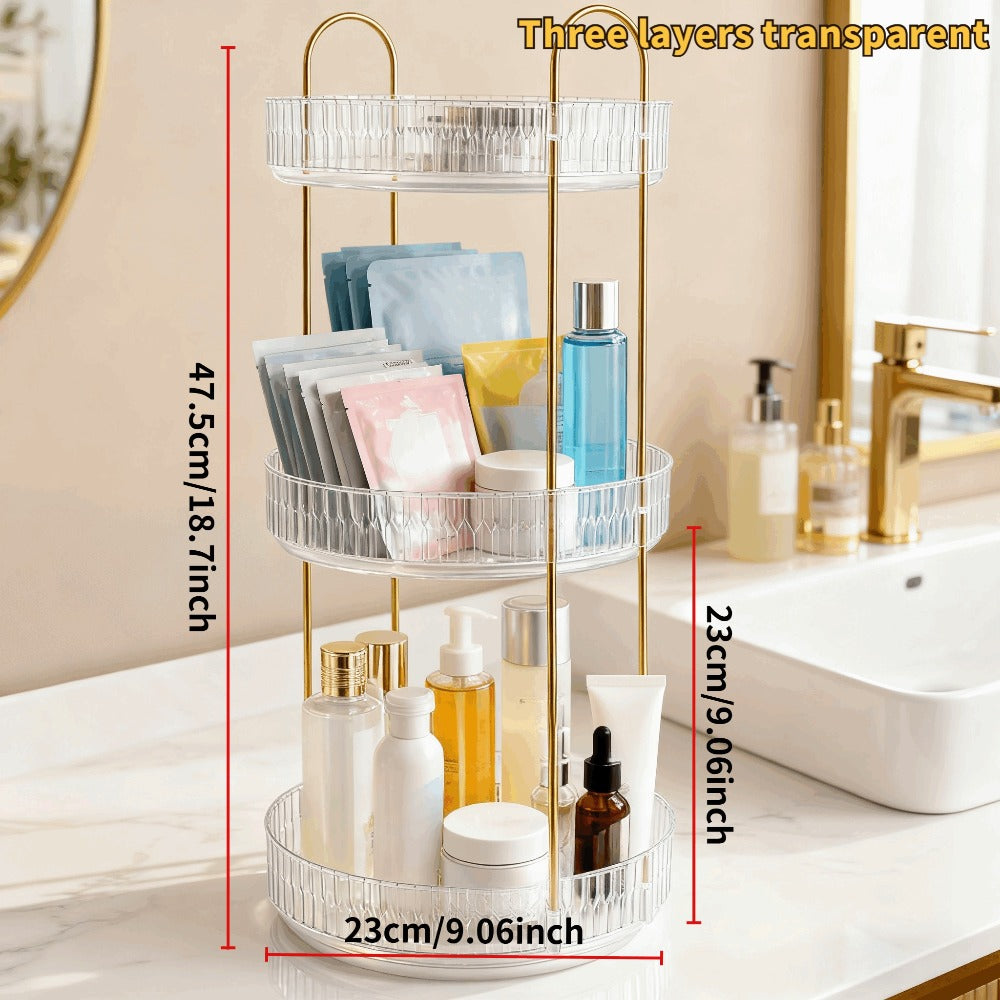 Rotating Multi-Level Makeup Organizer with Detachable Trays and 12 Exact Color-and-Layer Options