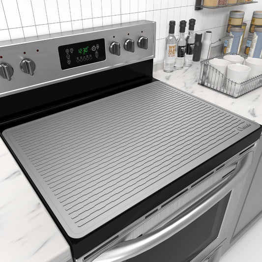 Silicone Stove Top Cover Mat 30x21in – Thick Anti-Slip Glass Cooktop Protector, Heat Resistant Electric Stove Cover, Kitchen Countertop Mat & Dish Drying Pad for Home & Restaurant