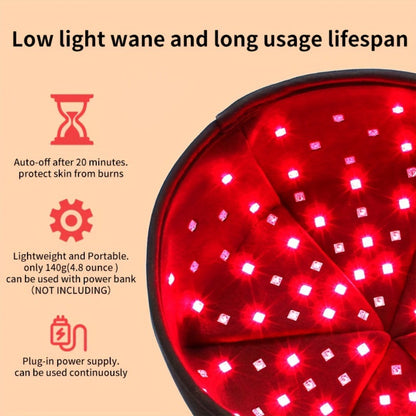 Wearable 120-LED Red and Near-Infrared Light Cap with 630nm and 820nm Modes in Black or Gray