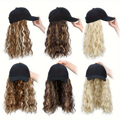 Synthetic Wig 18-Inch Curly-Wavy Baseball Cap Style in Three Highlighted Color Codes for Daily Wear