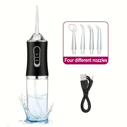 Electric Oral Irrigator Water Flosser with 360° Rotating Nozzle & Precision Pressure Control — Deep Cleans Teeth & Gums, Replaceable Heads, USB Rechargeable, 4 Colors, Home & Travel