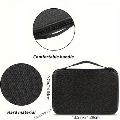 Black Dice Rolling Tray and Storage Case with Dedicated Polyhedral Slots, Carry Handle and Zipper Closure