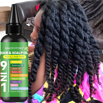 Hair Care Oil 9-in-1 with Turmeric, Rosemary, Castor Oil & Biotin - Deep Hydration, Frizz Control & Smoothness, Plant-Based Squalane, All Hair Types, Men & Women, 100ml