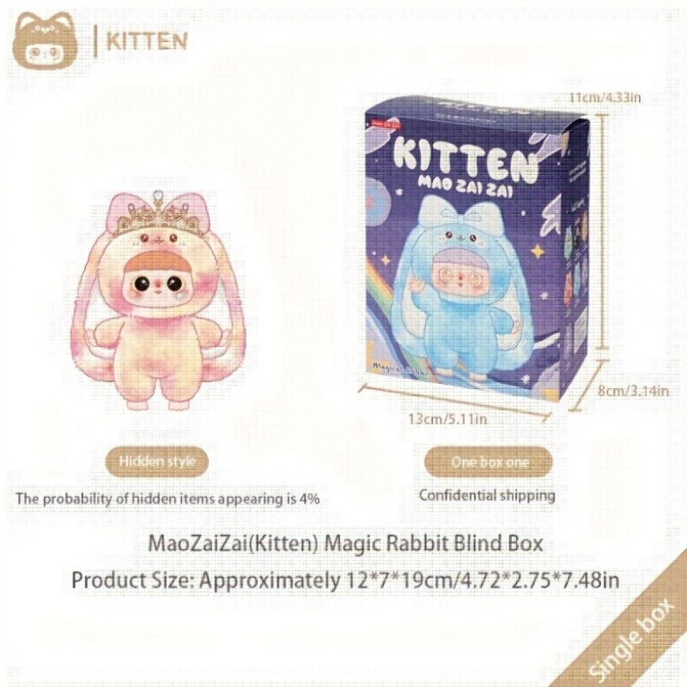 Plush Toy – Kawaii Rabbit with Detachable Face Panel and Assorted Character Styling for Display