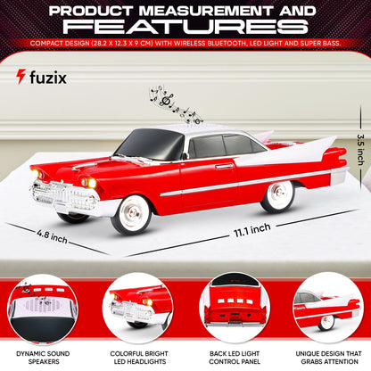 Portable Bluetooth Speaker Fuzix WS-1965 Retro Car with LED Lights, Mic, FM, AUX, USB and TF