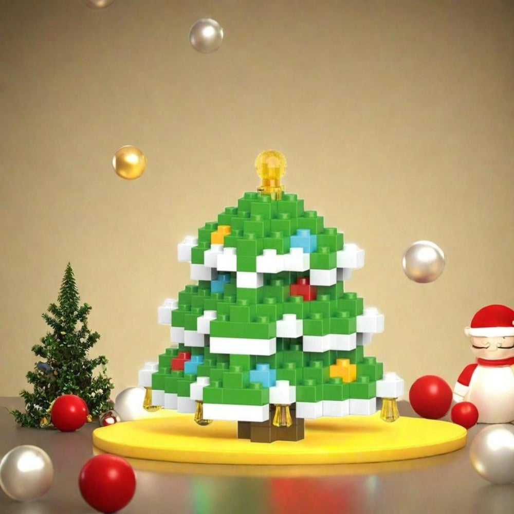 Building Block Set Christmas Mini Figures, 1052 Pieces Across 6 Boxes with Santa, Elf, Reindeer, Snowman and Tree Models
