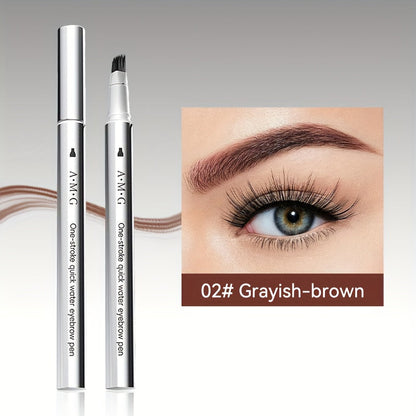 2-in-1 Eyebrow and Hairline Pen with Dense Multi-Fork Brush, Pointed Tip and Three Brown-to-Black Shades
