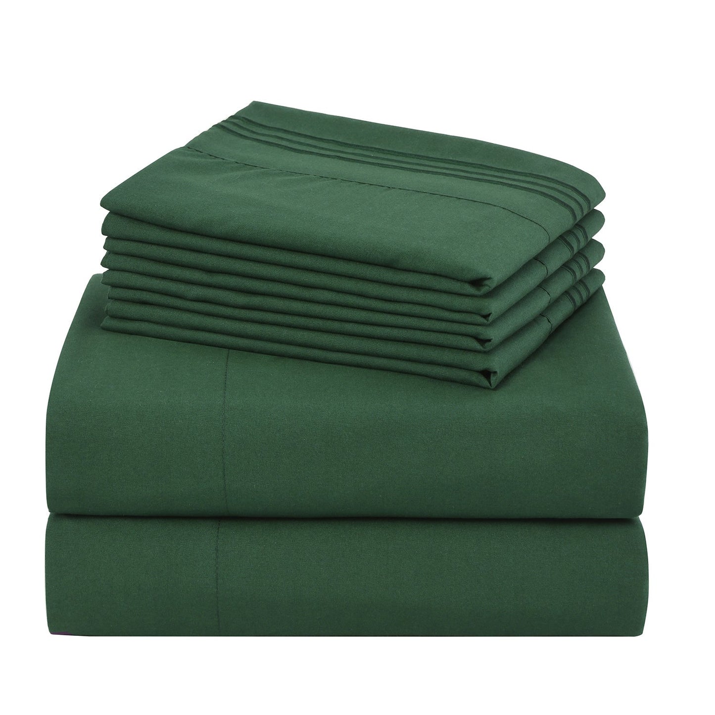 Bed Sheet Set 100 GSM Microfiber in 4- or 6-Piece Configuration with Four Sizes and Twelve Solid Colors