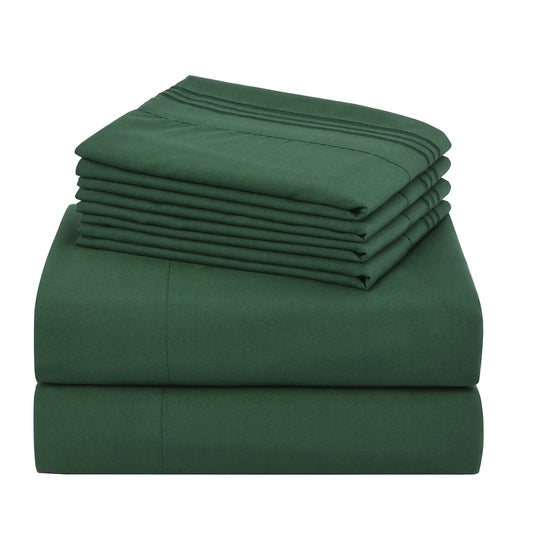 Bed Sheet Set 100 GSM Microfiber in 4- or 6-Piece Configuration with Four Sizes and Twelve Solid Colors