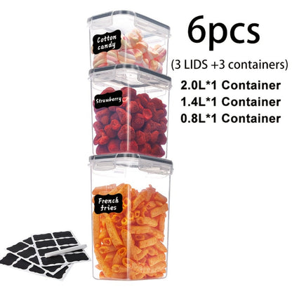 Pantry Jar Food Storage Organizer with Flip-Top Lids, Dishwasher-Safe Plastic and Six Set Sizes