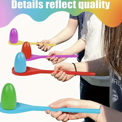 Twelve-Piece Egg-and-Spoon Race Set with Six Colored Spoons and Six Matching Eggs for Lawn Parties