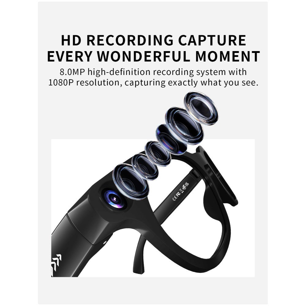 AI Smart Glasses HD Video Recording 8MP Camera - AI Object Recognition, Real-Time Translation, Touch Control, Bluetooth Calls & Music, Wearable Tech for Travel Outdoor 2026