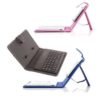 Collapsible Bluetooth Keyboard with Built-In Phone Stand – Wireless Portable Keyboard for Smartphones Tablets Laptops, Compatible with iOS Android Windows, PU Leather Case, Black Business Travel Keyboard