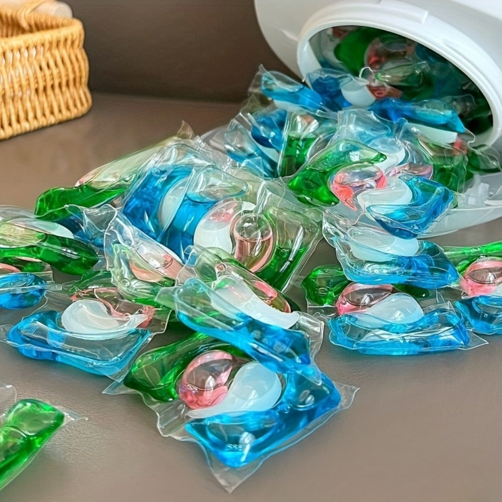 Blue-and-Green Laundry Detergent Gel Pods in Three Available Package Weight and Color Combinations