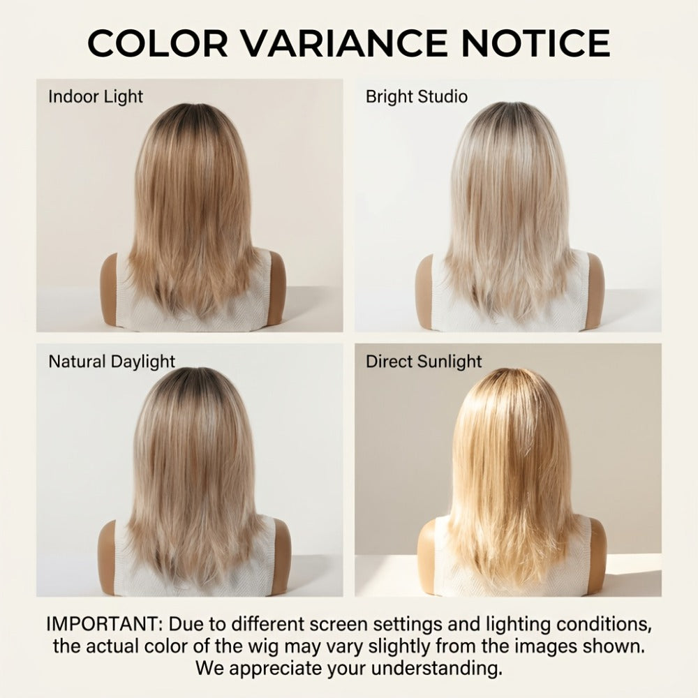 U Part Lace Front Bob Wig 4x1 Glueless Rose Net Cap Middle Part Natural Hairline Synthetic Wig for Women 14 Inch Brown Highlights Milky White Black Pink