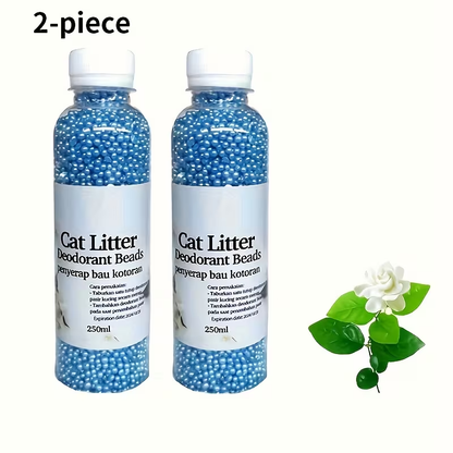 Flushable Cat Litter Deodorizer Beads 2-Pack - Dust-Free Odor Eliminator for Cat Litter Box, Mixed Absorbent Particles, Multiple Scents - Lavender Jasmine Lemon Green Rose, Easy Toilet Disposal