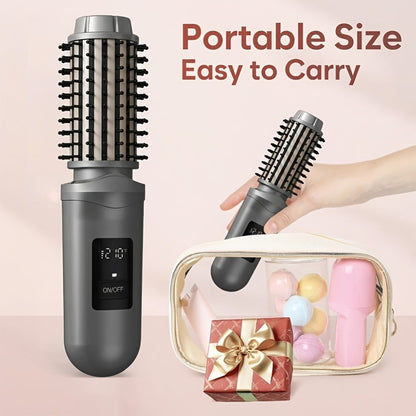 Cordless Hair Curler Brush 2-in-1 Straightener - Rechargeable Wireless Auto Curling Iron, for Home, Travel and Salon Hair Styling