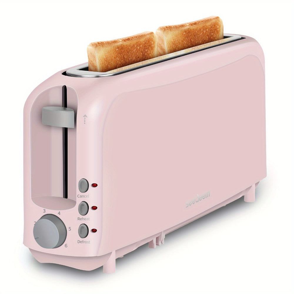 Slim Toaster 2-Slice – SEEDEEM 6-Setting Shade Control, Cancel, Reheat & Defrost, Removable Crumb Tray, 750W Compact Fits-Anywhere Design for Bread, Waffles & Bagels, 6 Colors Available