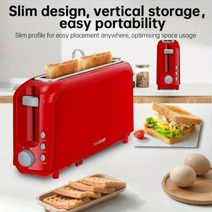 Slim Toaster 2-Slice – SEEDEEM 6-Setting Shade Control, Cancel, Reheat & Defrost, Removable Crumb Tray, 750W Compact Fits-Anywhere Design for Bread, Waffles & Bagels, 6 Colors Available