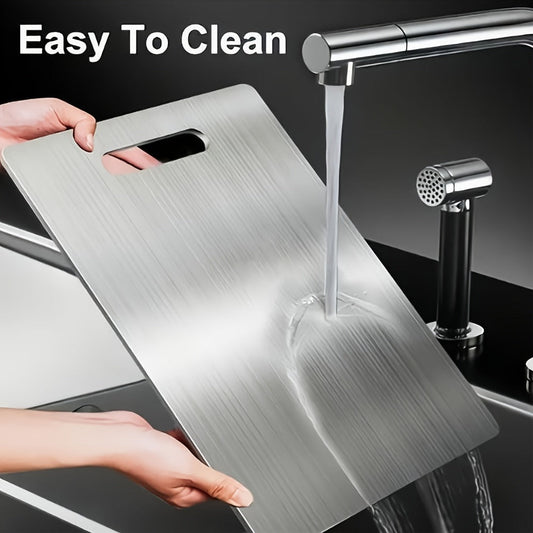 Cutting Board Compact Stainless Steel Double-Sided Prep Surface with Handle, 9.06 x 13.39 Inches