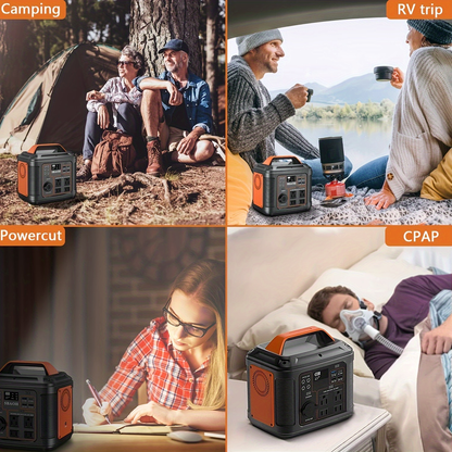 Backup Power Supply 300W 296Wh Portable Power Station Quick Charge AC Outlet DC USB LED Flashlight Lithium Battery for Home Camping Travel Blackout