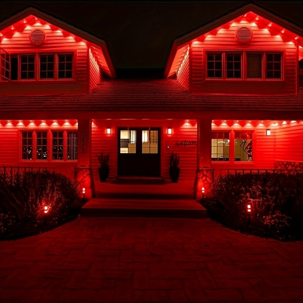 Linked RGB Eave Light Kit from 20ft to 500ft with Plug-In Adapter, App and Handheld Remote