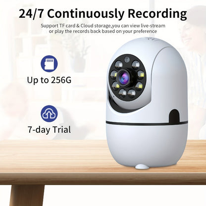 Indoor Security Camera with 355° Pan-Tilt, Color Night Vision, Two-Way Audio and Pack Options