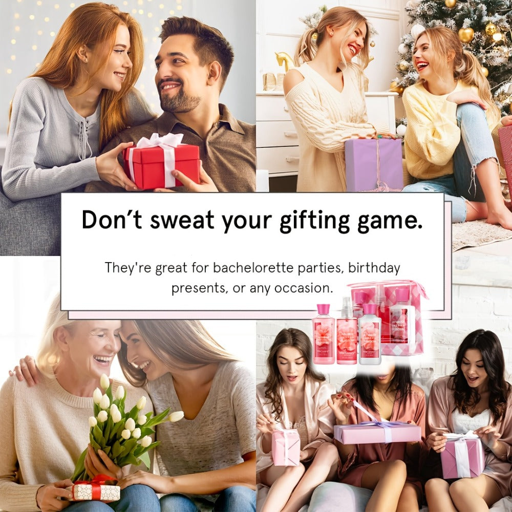 Bath and Body Gift Set in Cherry Blossom, Lavender Vanilla, Vanilla Coconut or Lotion and Mist Options