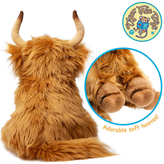 Stuffed Animal Henley Highland Cow with 14-Inch Scale, Shaggy Brown Coat and Source-Listed Care