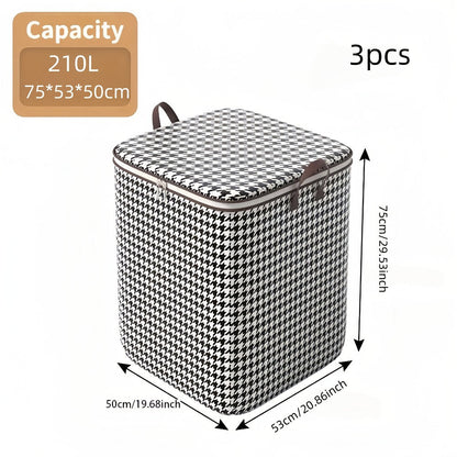 Houndstooth Lidded Storage Bins in One- or Three-Piece XXXL 55.48-Gallon Options with Carry Handles