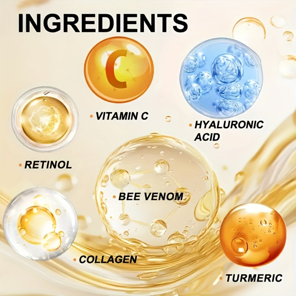 Face Cream Turmeric Bee Venom Two-Piece Day and Night Set with Hyaluronic Acid, Collagen and Vitamins C and E