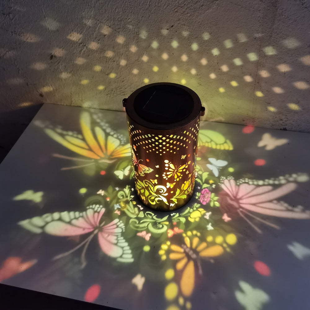 Solar Garden Lights IP65 Pattern Lantern with Hummingbird, Sunflower or Butterfly Designs for Yard Decor