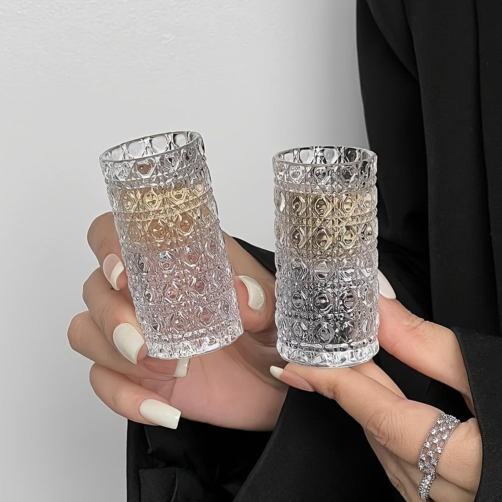 Diamond-Texture Shot Glass Set in Four- or Six-Piece Checkout Options for Home Bars and Party Serving