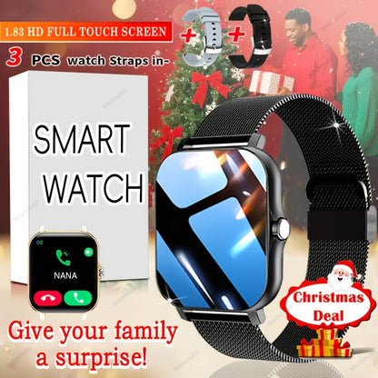 Smartwatch Gift with Metal Strap, Wireless Calling, Music Player and App Alerts in Four Colors