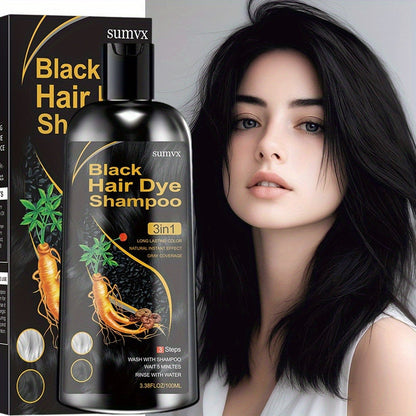 Hair Dye Shampoo, SUMVX 100ml 3-in-1 Bottle with Brown, Chestnut Brown and Black Shade Options