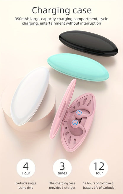 Wing-Style Ear-Hook TWS Wireless Earbuds with Oval Charging Case in Black, Green or White Options