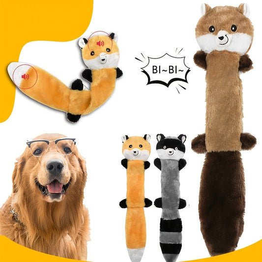 Dog Toy 3-Pack No-Stuffing Flat Plush Animals with Built-In Squeakers and Crinkle Layer for Small Medium Dogs