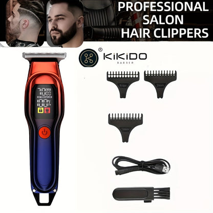 Hair Clippers & Trimmers KIKIDO KK-A2 T-Blade Model with LCD Display, USB Charging and Three Guide Combs