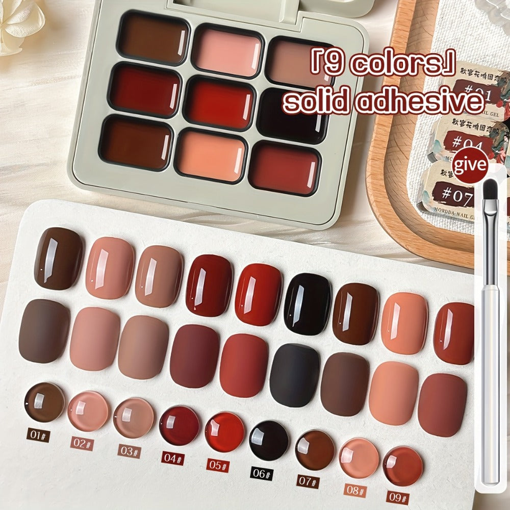 Gel Nail Polish – Set 9 Colors Autumn Harvest High Saturation Soak-Off LED — Alcohol-Free Long-Lasting Solid Kit with Light Therapy Pen…