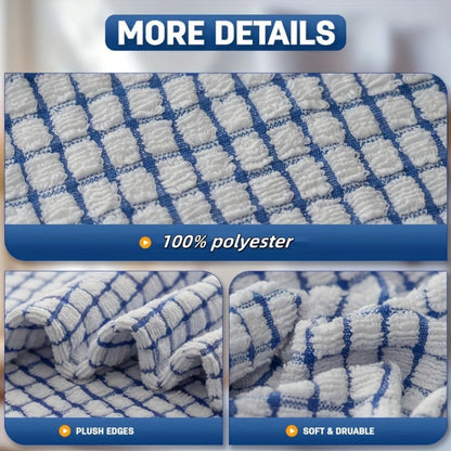 Checked Polyester Cleaning Cloth Set in Eight- or Twenty-Four-Piece Packs with Six Assorted Colors