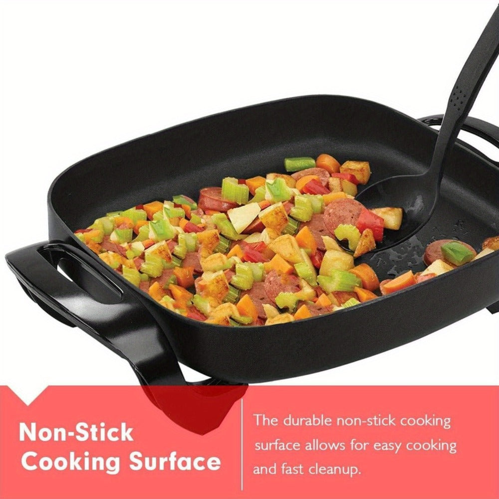 Electric Skillet 8 Quart Non-Stick Copper Deep Dish – 16x12 Large Electric Frying Pan with Tempered Glass Vented Lid, Adjustable Thermostat, Dishwasher Safe, Perfect for Family Meals & Entertaining