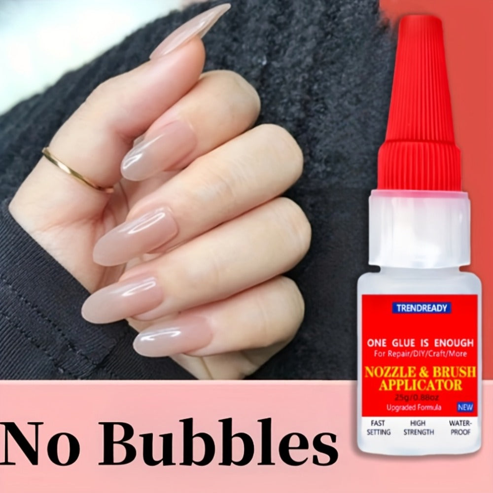 Nail Glue Salon Grade Super Glue 2-Pack – Heavy Duty Clear Adhesive for Artificial Nails, Multi-Surface Repairs, Waterproof with Dropper & Brush, Non-Yellowing