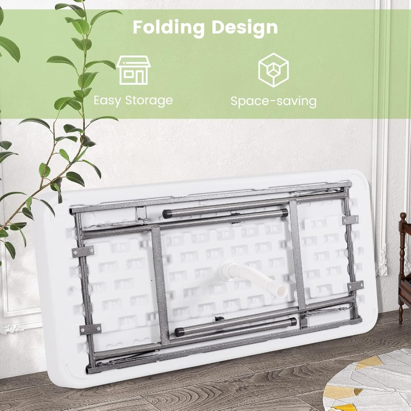 Ice Table Folding 4 ft Portable Cooler Table with Drain & Removable Skirt, Fill and Chill Party Beverage Station for BBQ, Camping & Outdoor Events