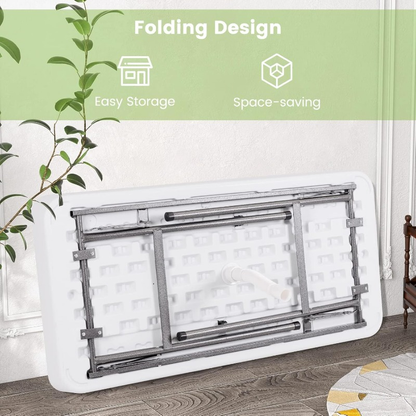 Ice Table Folding 4 ft Portable Cooler Table with Drain & Removable Skirt, Fill and Chill Party Beverage Station for BBQ, Camping & Outdoor Events
