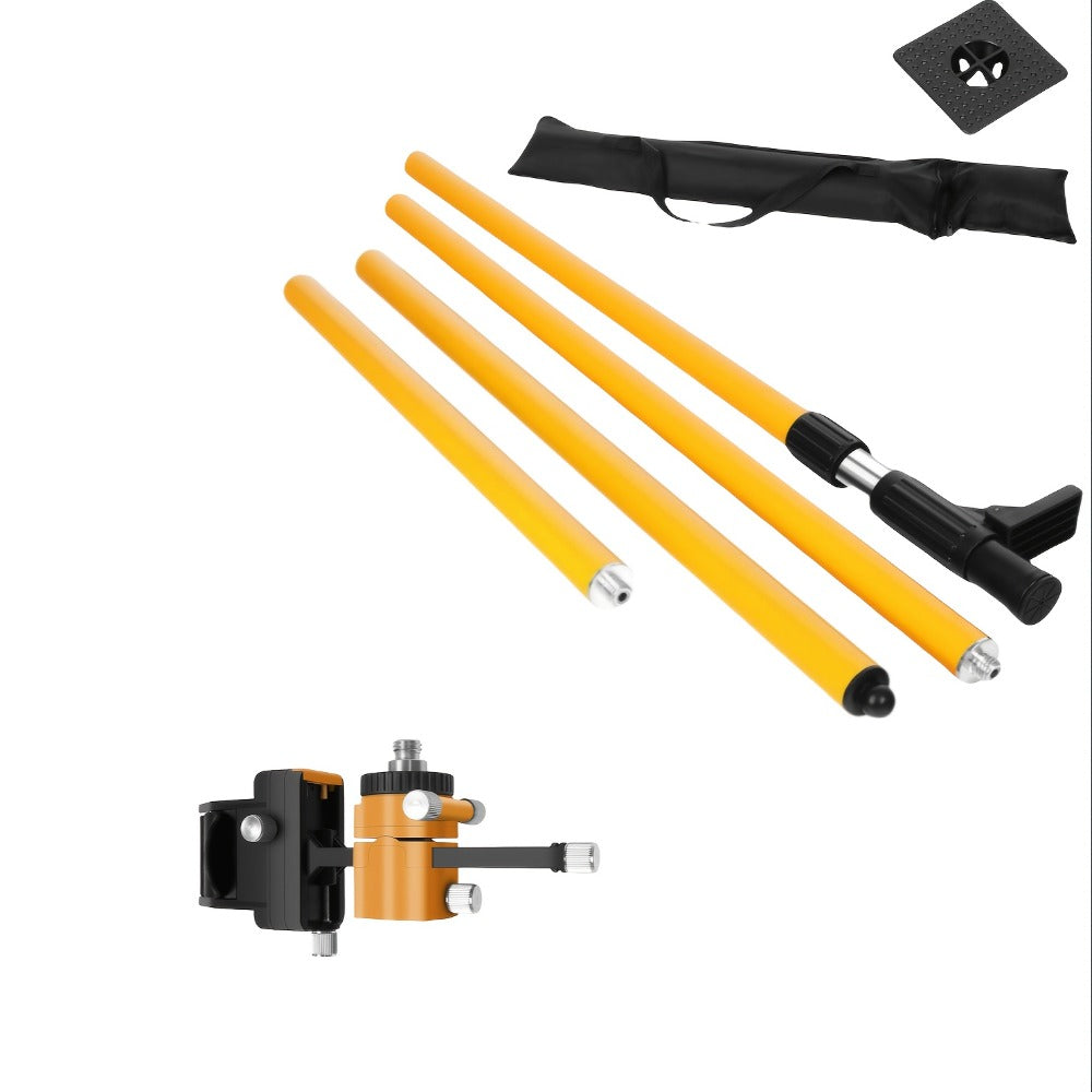 Laser Level Pole Telescopic Grade Rod 11FT/19FT Adjustable Support Staff with 1/4"-20 Mount & 5/8"-11 Adapter for Rotary Line Laser Leveling Alignment